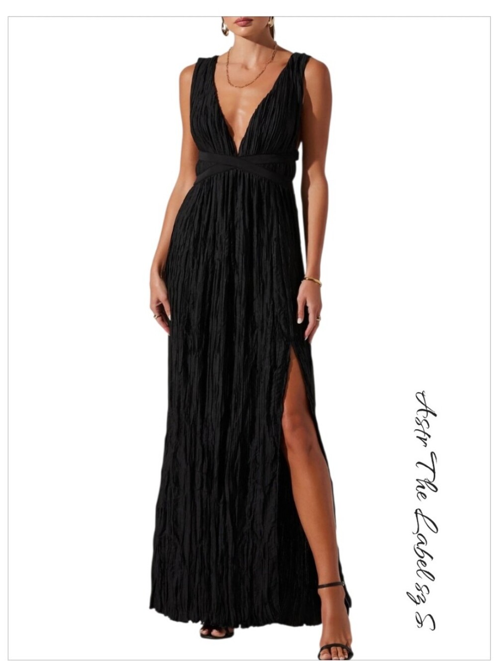ASTR the Label Tesni Pleated Maxi Dress Black S